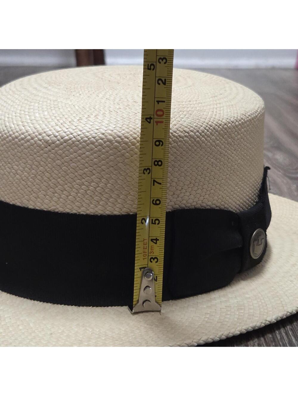 Rare Vintage Goorin Bros Straw Flat Top Sun Boater Hat Beige Size L Kai Kai ? - Picture 12 of 14